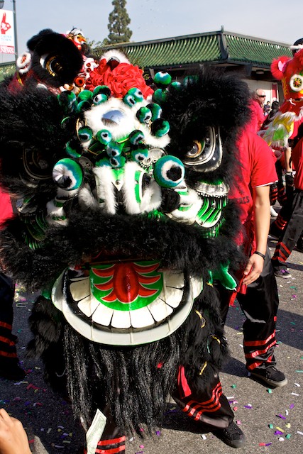 A Chinese lion stops for pictures during the 2011 Golden Dragon Chinese New Year Parade.